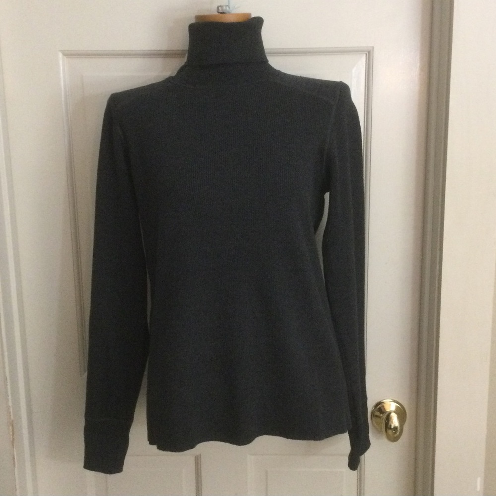 W By Worth Heather Carbon Ribbed Turtleneck Sweater